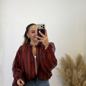 Bomber rayas gasa I Burdeos-rojo - Imagen 2