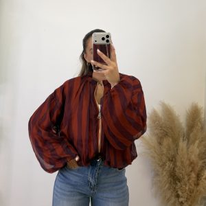 Bomber rayas gasa I Burdeos-rojo