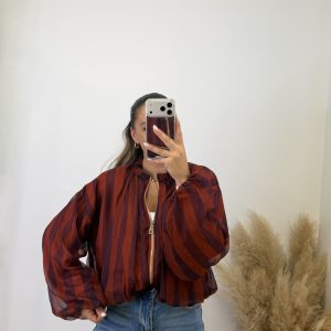 Bomber rayas gasa I Burdeos-rojo - Imagen 4