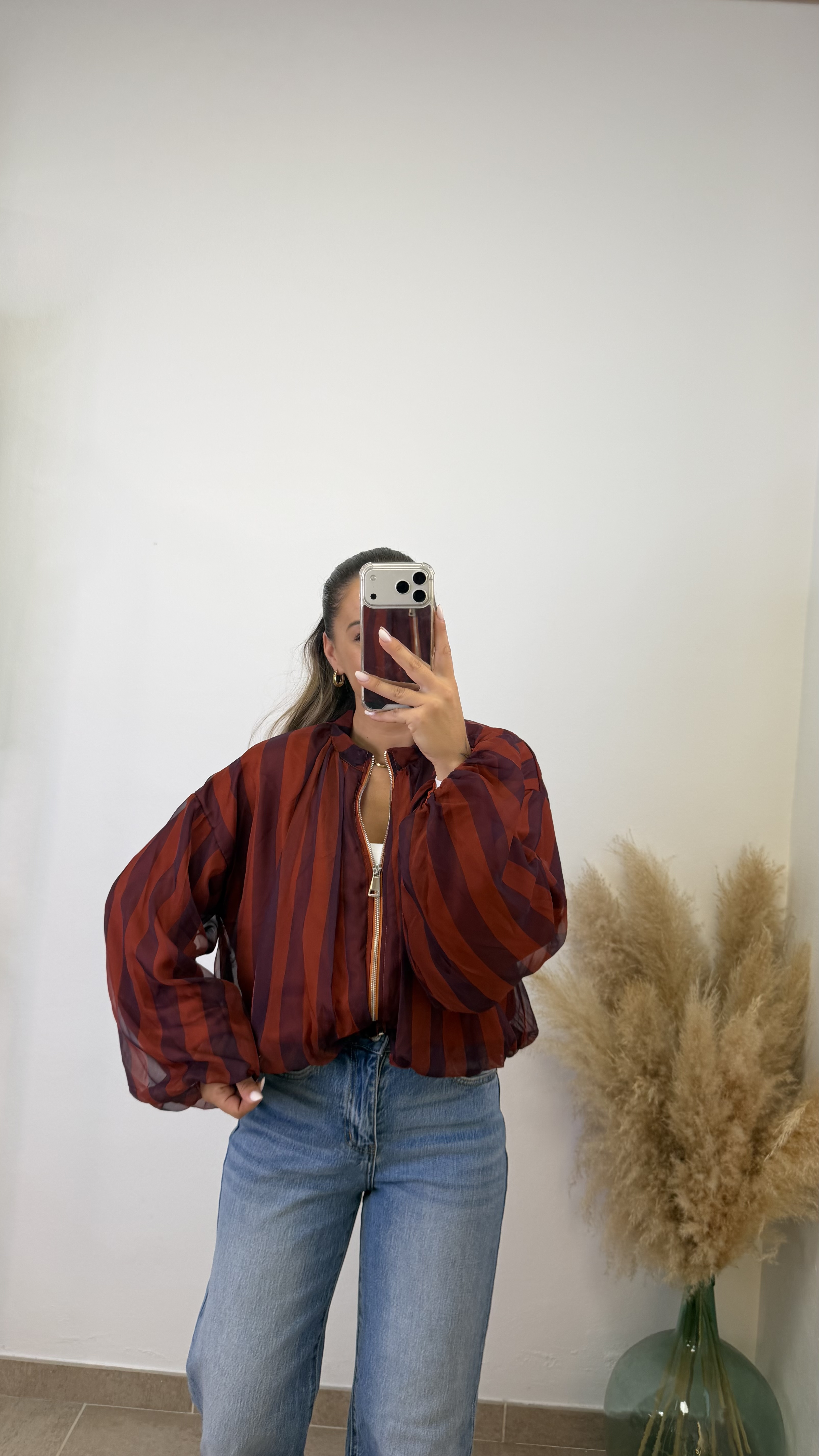 Bomber rayas gasa I Burdeos-rojo - Imagen 4