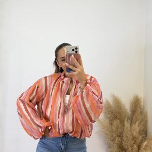 Bomber rayas gasa I Rosa-naranja - Imagen 4