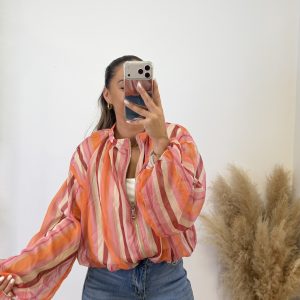 Bomber rayas gasa I Rosa-naranja - Imagen 3