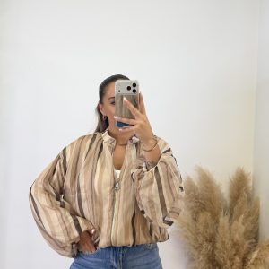 Bomber rayas gasa I Beige-chocolate - Imagen 4