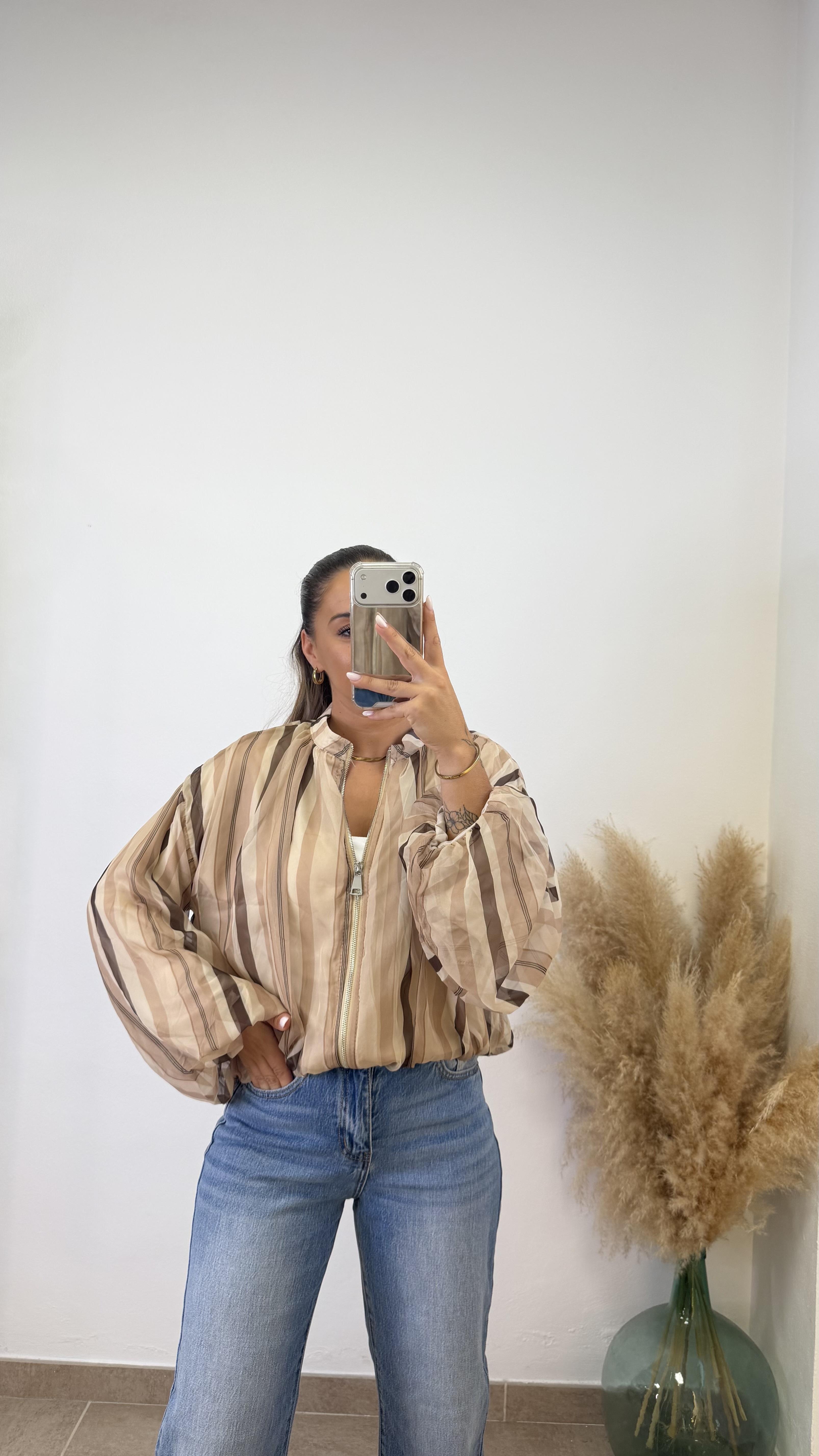 Bomber rayas gasa I Beige-chocolate - Imagen 4