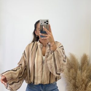 Bomber rayas gasa I Beige-chocolate - Imagen 2