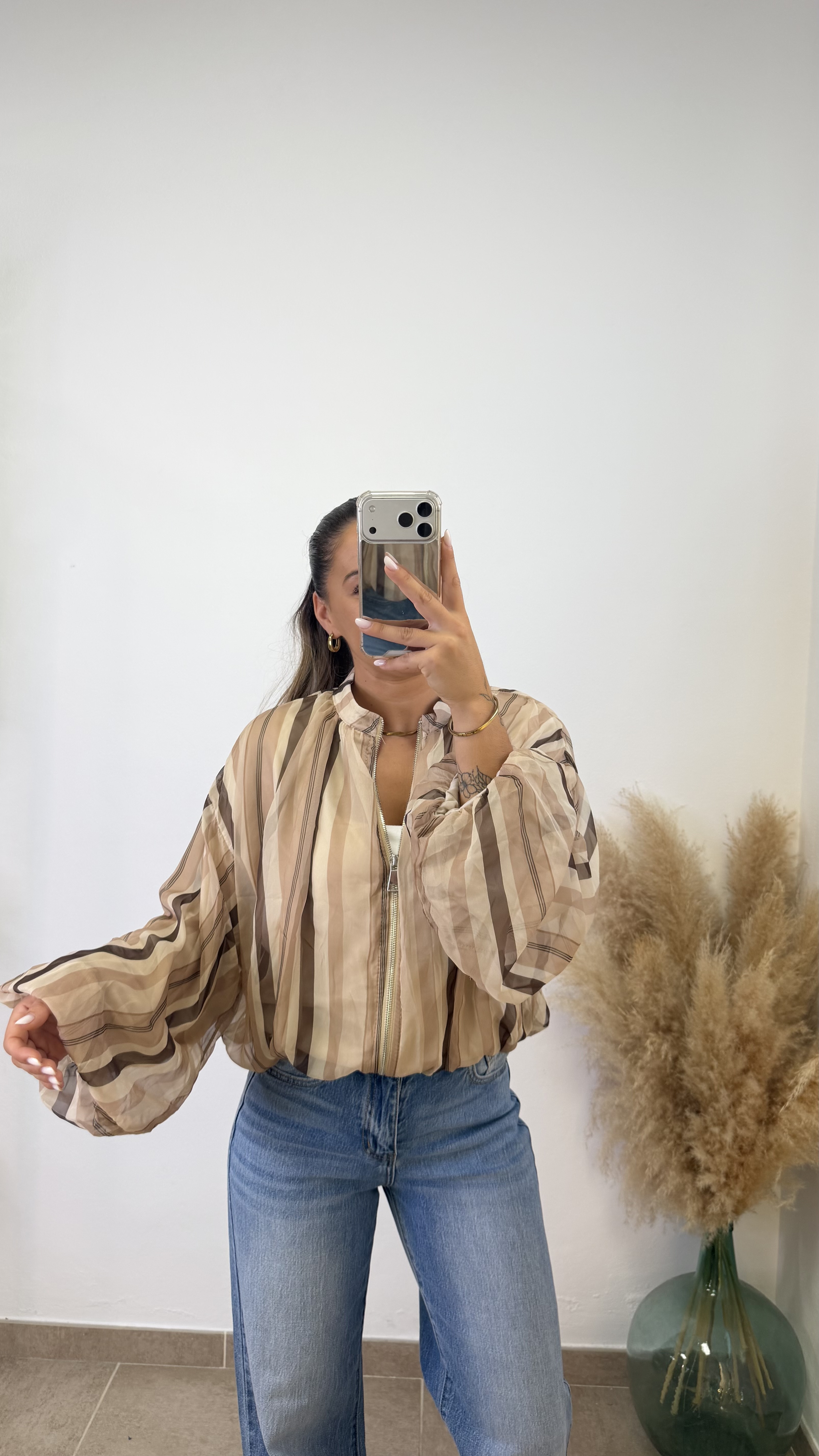 Bomber rayas gasa I Beige-chocolate - Imagen 2