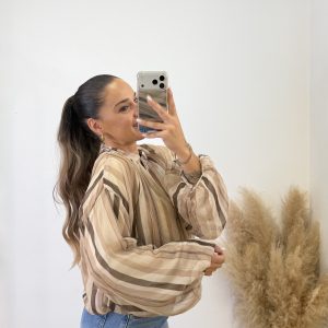 Bomber rayas gasa I Beige-chocolate - Imagen 3