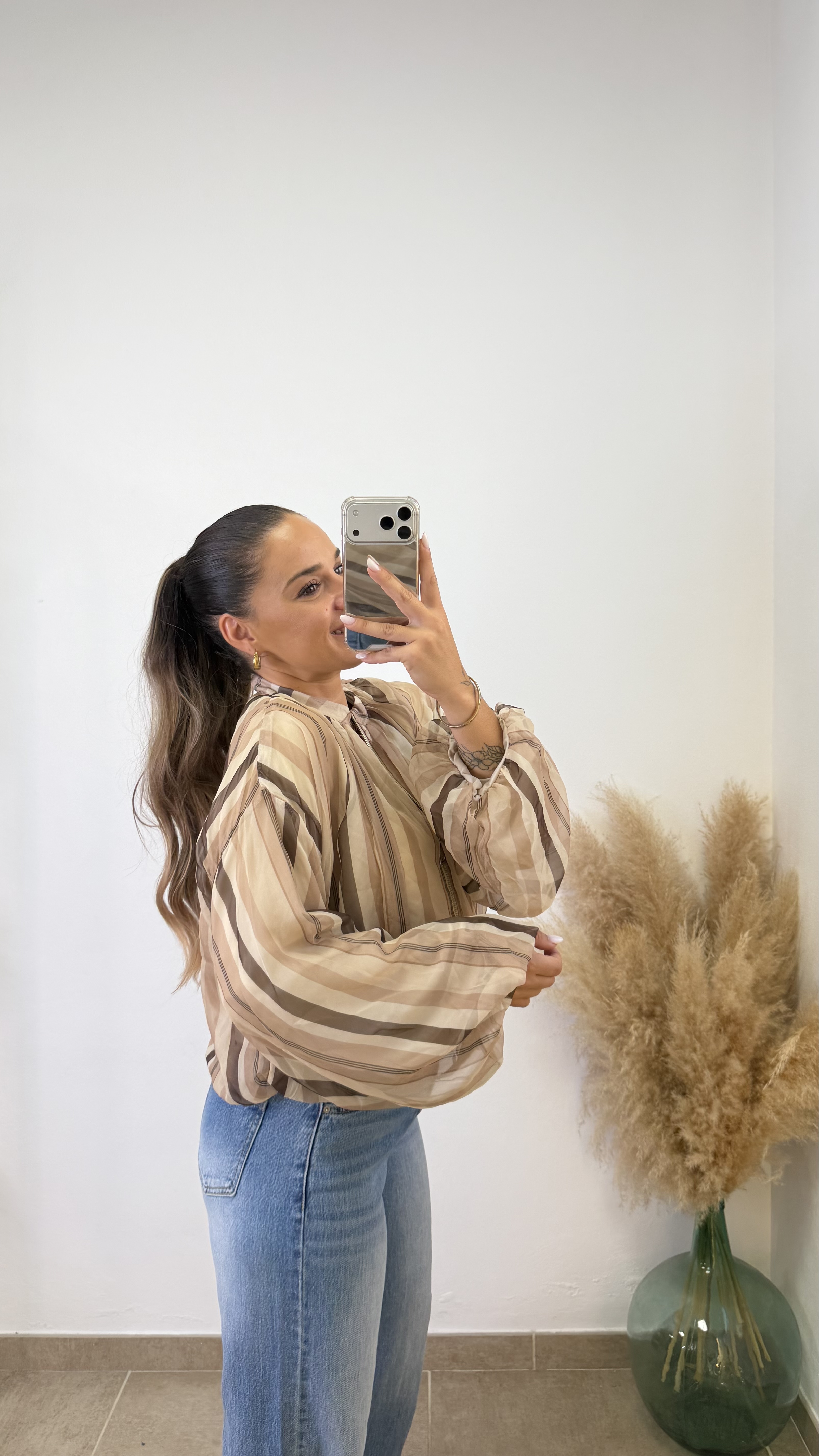 Bomber rayas gasa I Beige-chocolate - Imagen 3