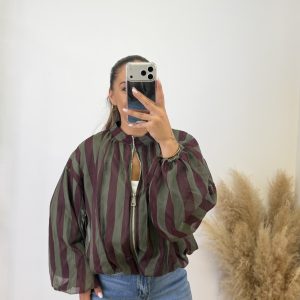 Bomber rayas gasa I Verde-burdeos - Imagen 3