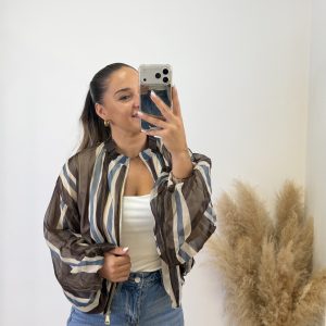 Bomber rayas gasa I Chocolate-celeste - Imagen 4