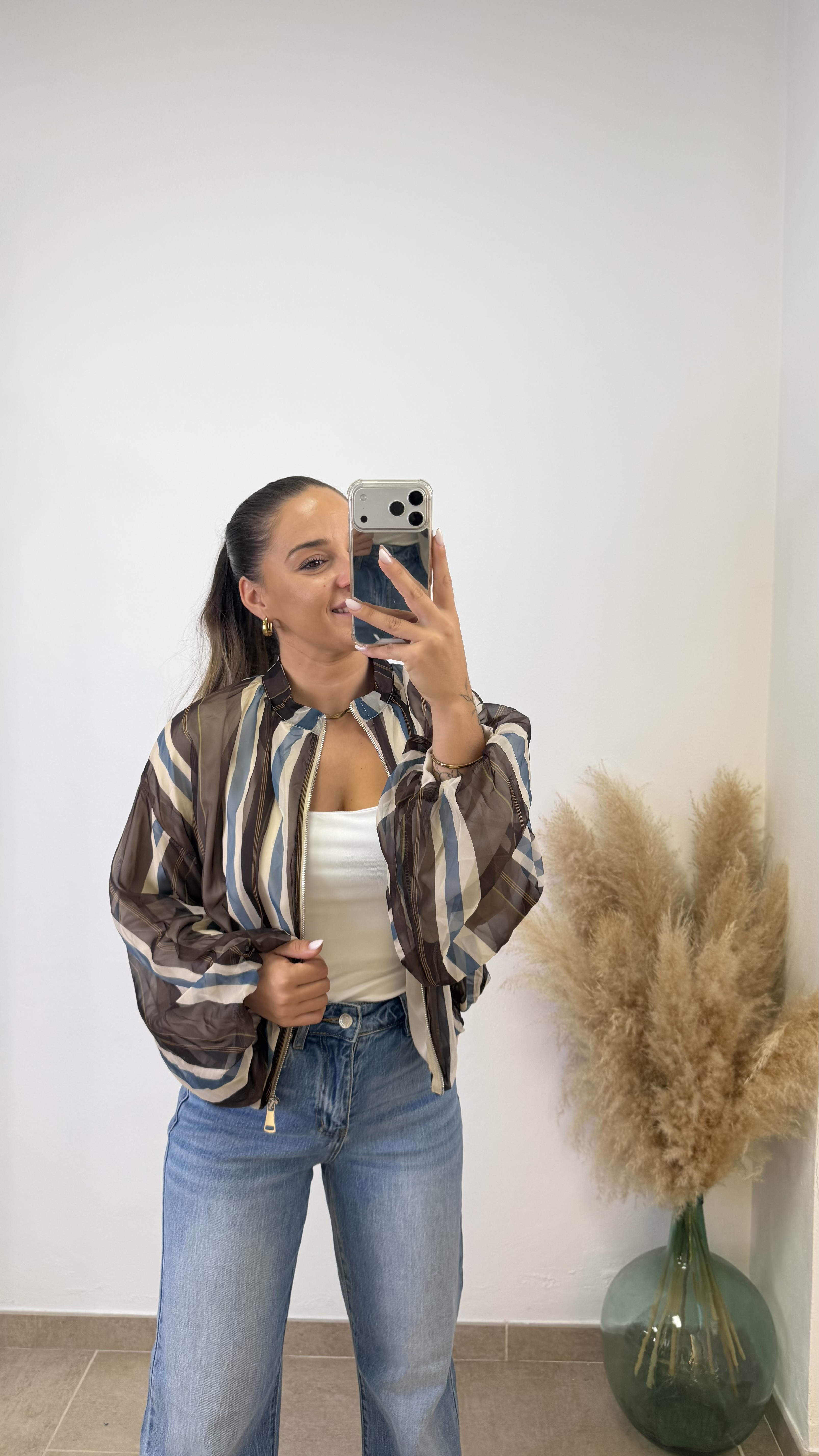 Bomber rayas gasa I Chocolate-celeste - Imagen 4