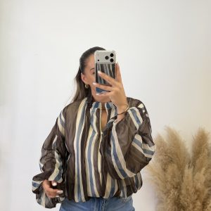 Bomber rayas gasa I Chocolate-celeste - Imagen 3