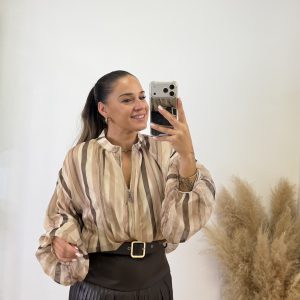 Bomber rayas gasa I Beige-chocolate - Imagen 5