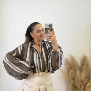 Falda pantalón polipiel flecos I Beige - Imagen 2