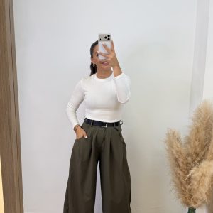 Pantalón palazo con cinturón - Imagen 9