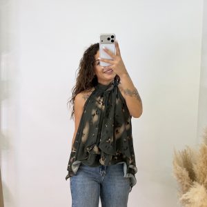 Camiseta gasa volante - Verde militar