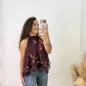 Alternative view of Camiseta gasa volante - Burdeos