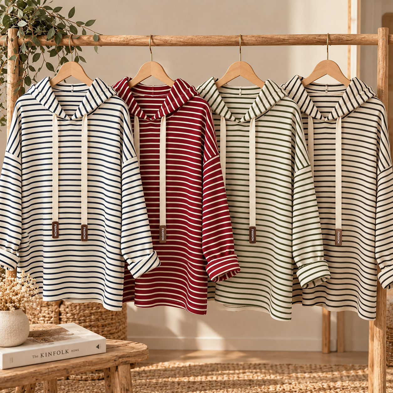 Sudadera rayas capucha