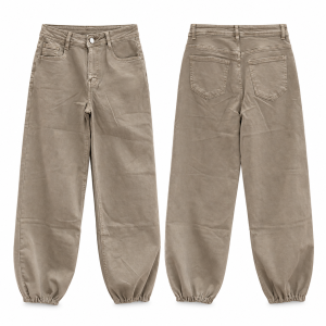 Pantalón vaquero globo puño - taupe