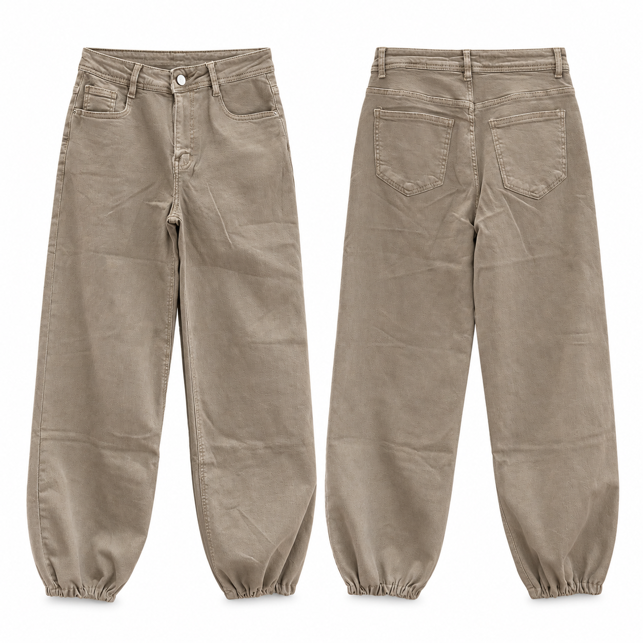 Pantalón vaquero globo puño - taupe