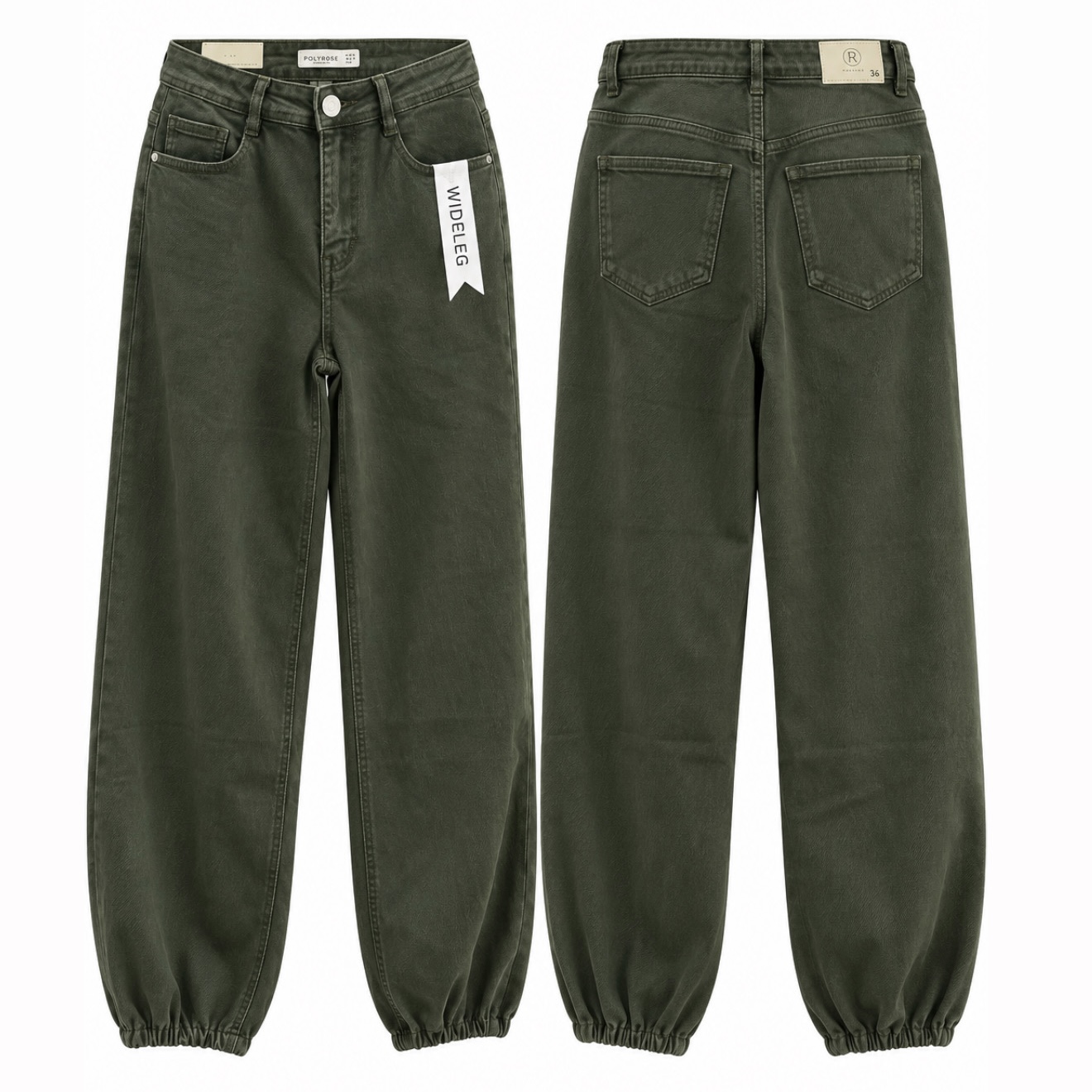 Pantalón vaquero globo puño - Verde militar
