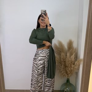 Pantalón puño cebra I taupe y negro - Imagen 2