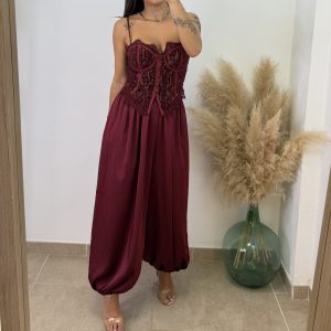 Pantalón puño raso - Burdeos