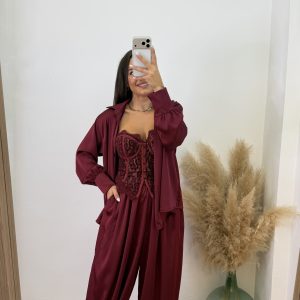Pantalón puño raso - Burdeos - Imagen 3