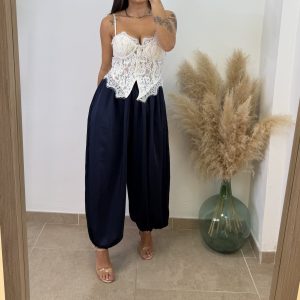 Pantalón puño raso - Azul marino