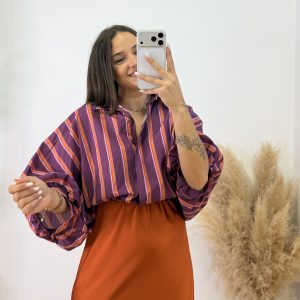 Camisa murciélago - Rayas burdeos