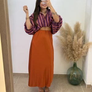 Falda satinada Sara - Naranja