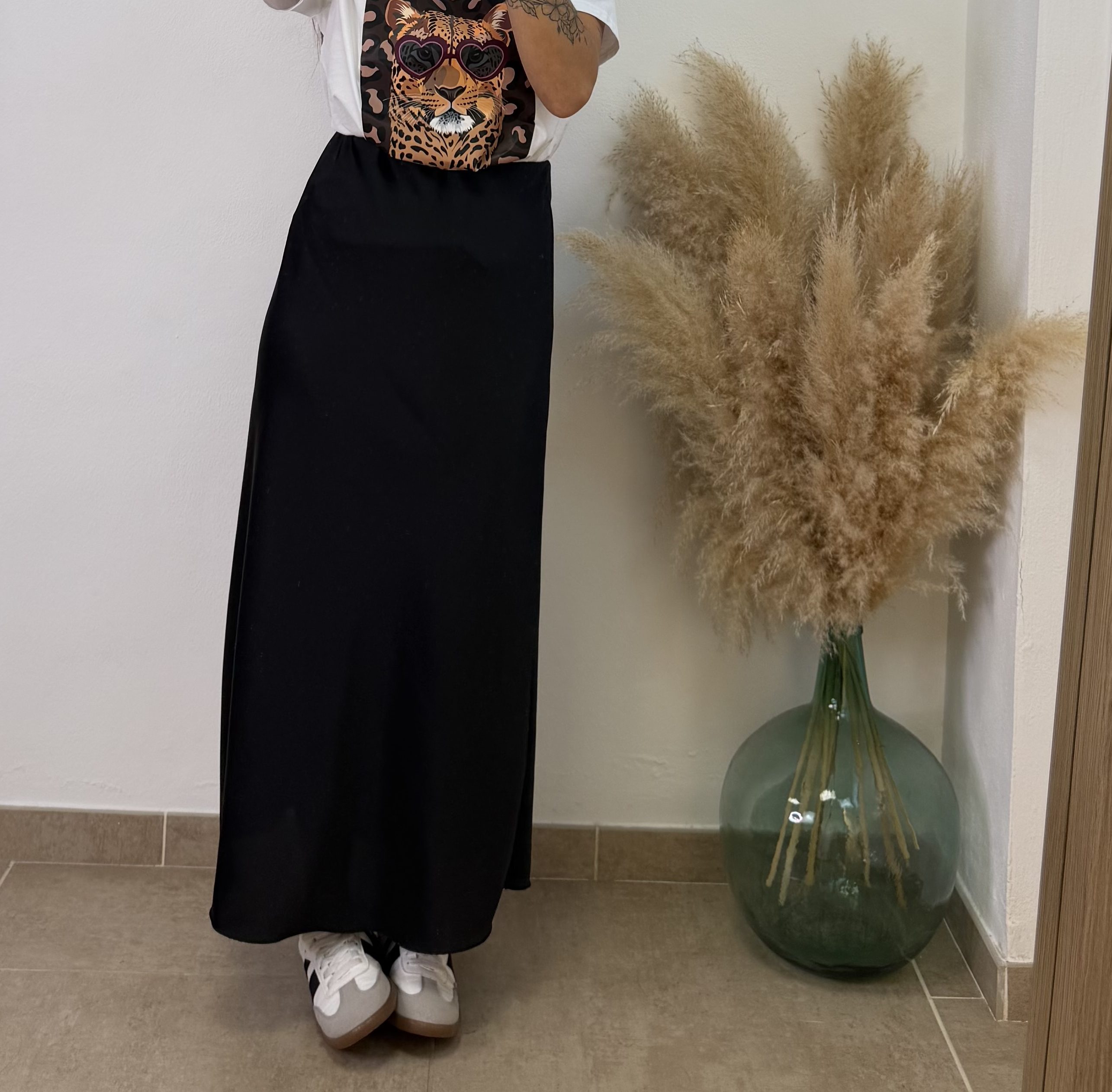 Falda satinada Sara - Negro - Imagen 4