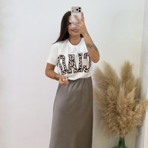 Falda satinada Sara - Taupe - Imagen 3