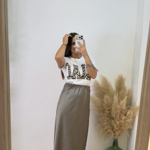Falda satinada Sara - Taupe - Imagen 5