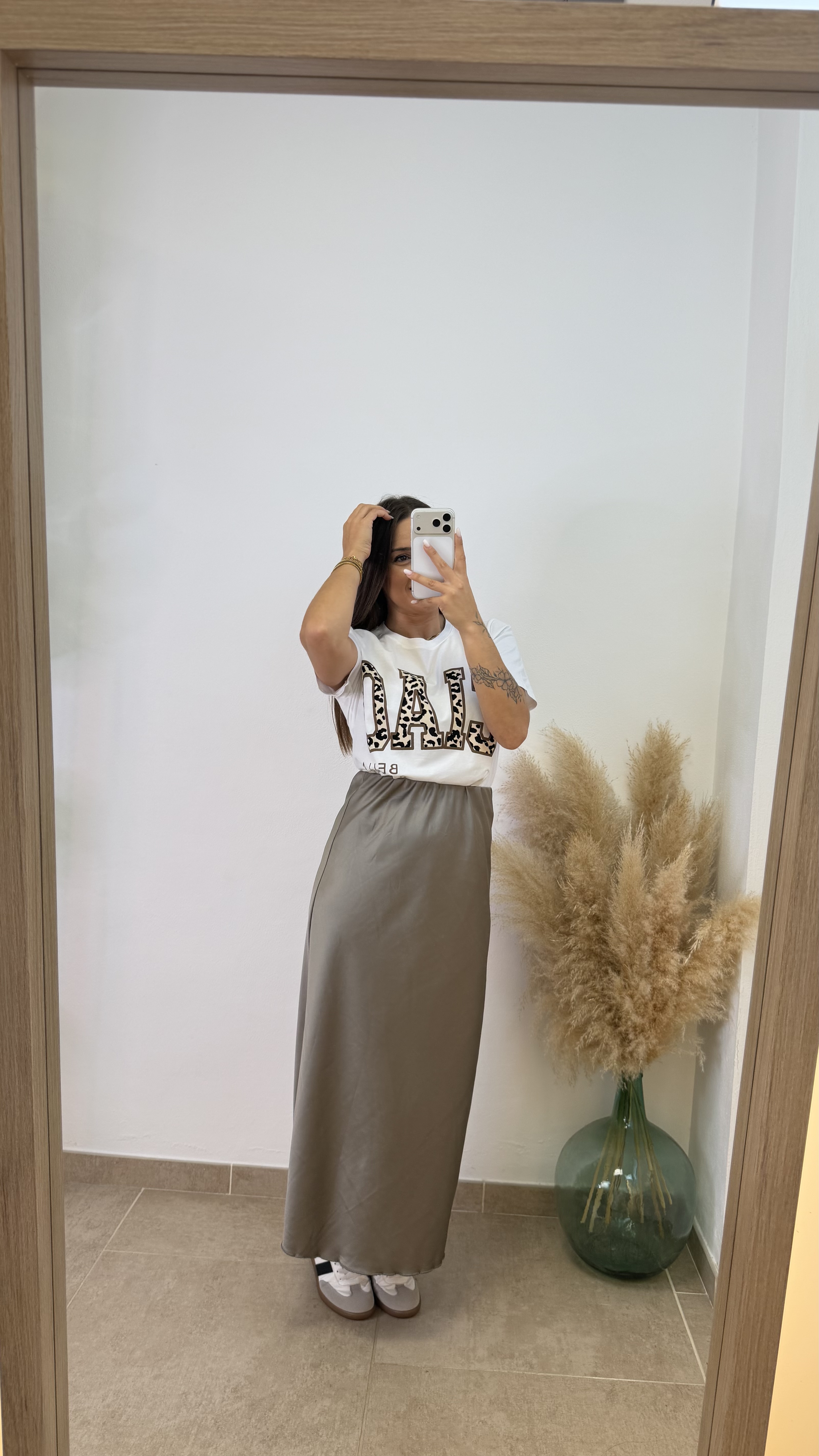 Falda satinada Sara - Taupe - Imagen 5