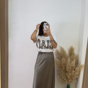 Falda satinada Sara - Taupe - Imagen 4