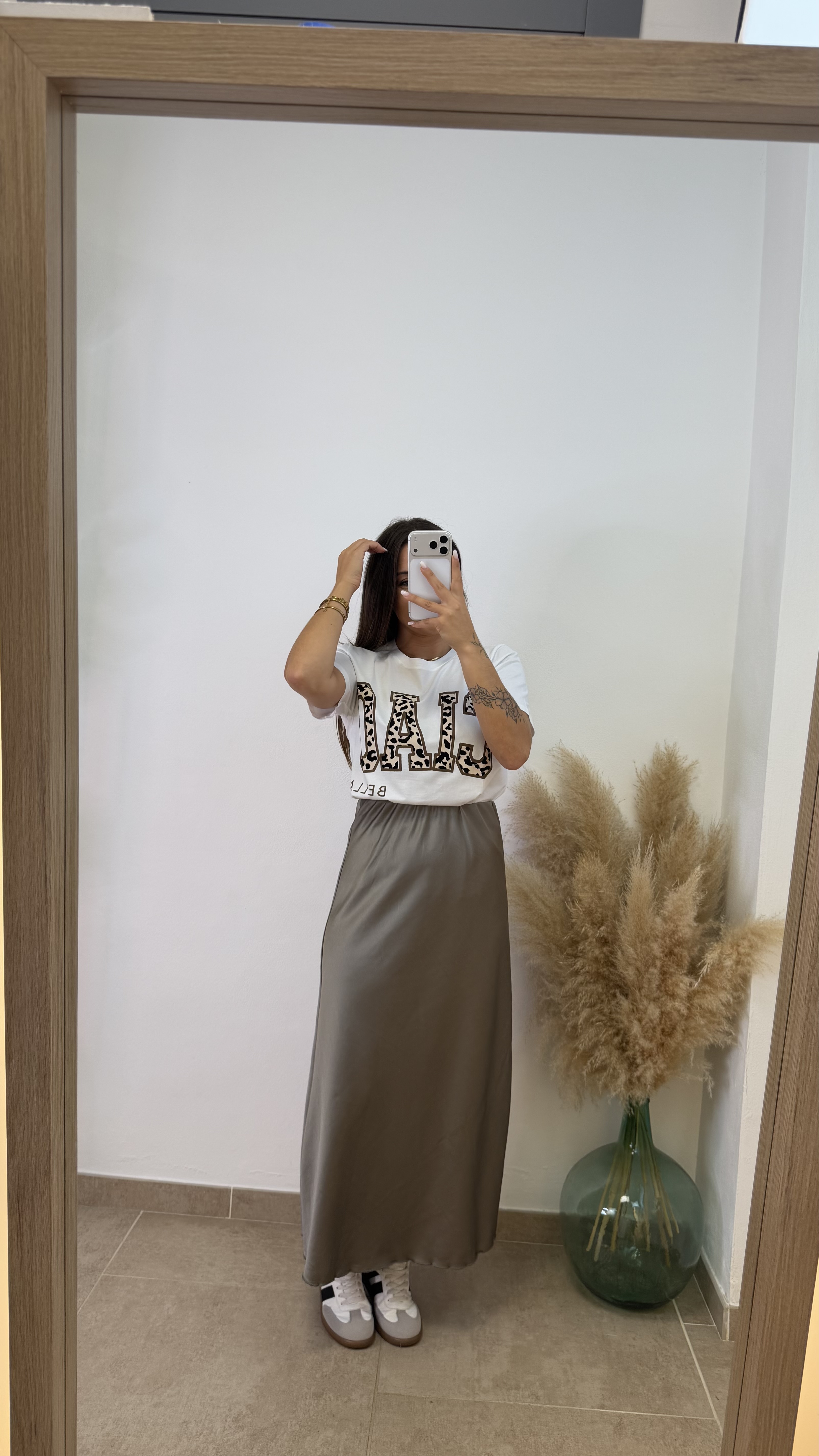 Falda satinada Sara - Taupe - Imagen 4