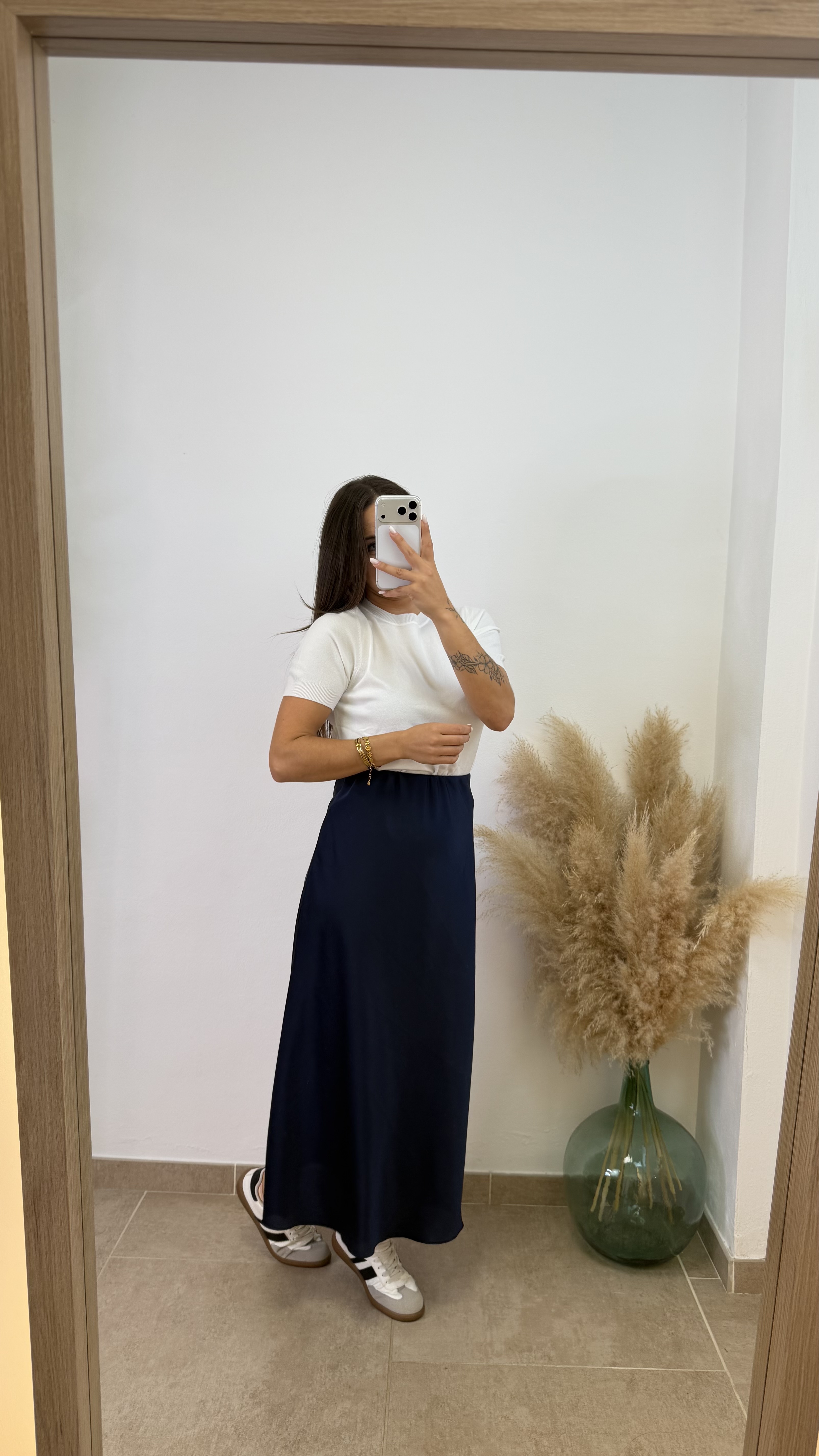 Falda satinada Sara - Azul marino - Imagen 3