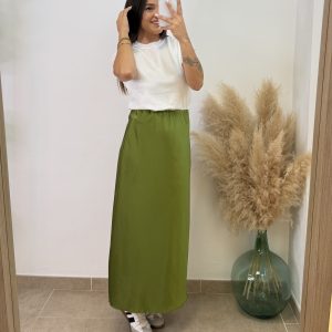 Falda satinada Sara - Verde manzana