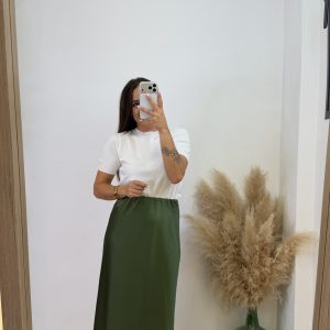 Falda satinada Sara - Verde militar - Imagen 3