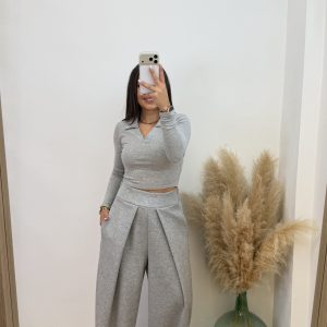 Pantalón chándal plisado - Gris - Imagen 2