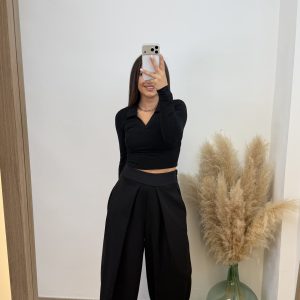 Pantalón chándal plisado - Negro - Imagen 2