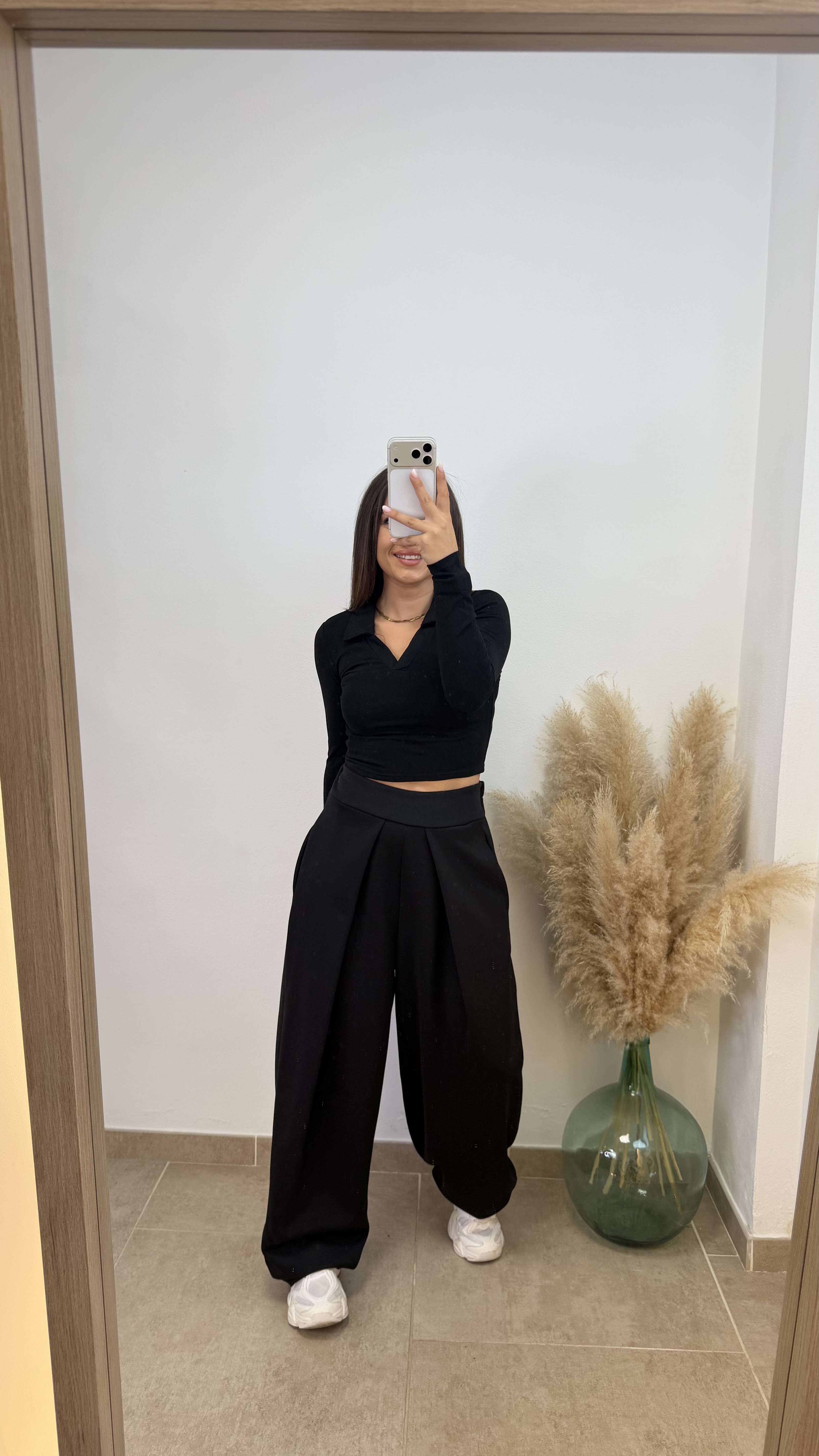 Pantalón chándal plisado - Negro - Imagen 2