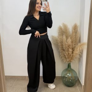 Pantalón chándal plisado - Negro