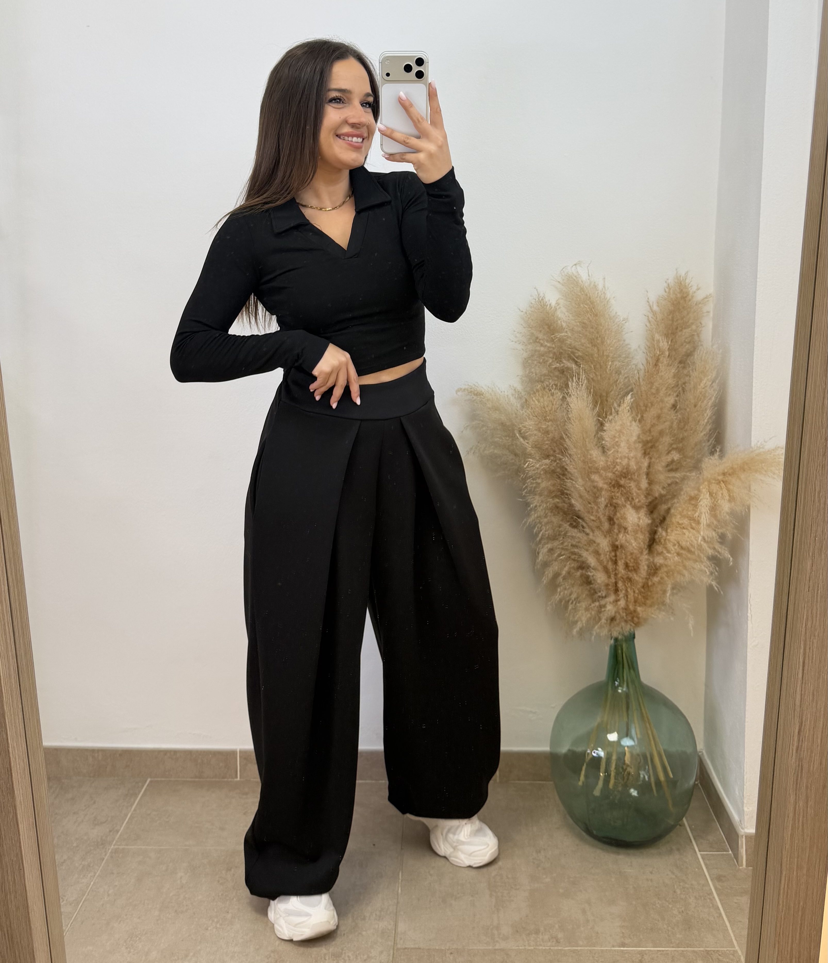 Pantalón chándal plisado - Negro