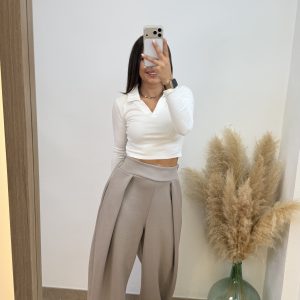 Pantalón chándal plisado - Taupe - Imagen 3