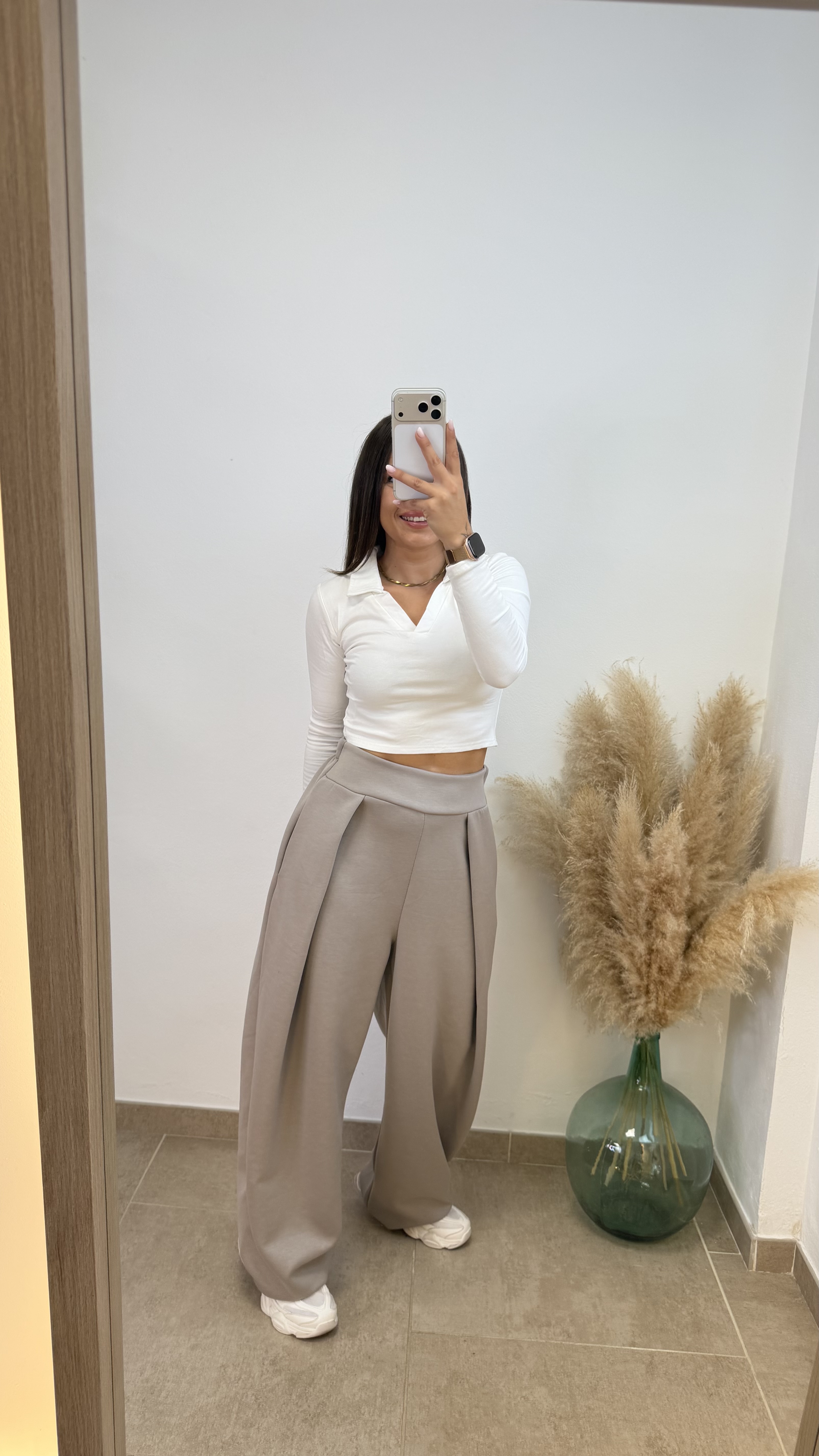 Pantalón chándal plisado - Taupe - Imagen 3