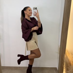 Falda tachuela antelina I Beige - Imagen 5