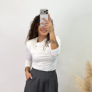 Camiseta manga larga hombrera - Blanca