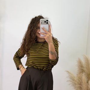 Camiseta rayas - Verde y chocolate
